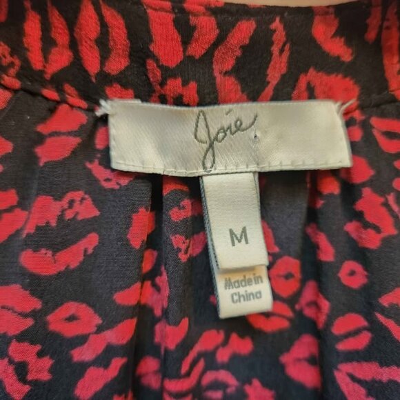 [M-L] Joie‎ SILK Women's Blouse Size Medium-Large flowy red black - Picture 5 of 10